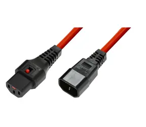 Przewód przedłużający MicroConnect z blokadą IEC C13 - C14 3M czerwony