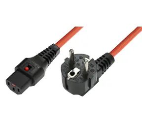 Przewód przedłużający MicroConnect z blokadą IEC C13 - Schuko kąt 90° 3M pomarańczowy