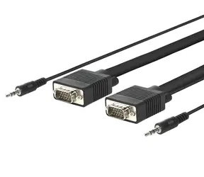 Kabel MicroConnect Full HD SVGA HD15 ze złączami jack 3M czarny / Full HD (1920x1080) @ 60Hz / gniazdo 3,5 mm