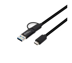 Kabel MicroConnect USB-C z adapterem USB 3.0 A 1 m czarny / 5000 Mbit/s