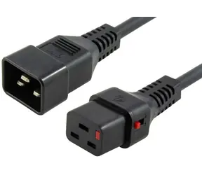 Przewód przedłużający MicroConnect z blokadą IEC C19 - C20 2m czarny