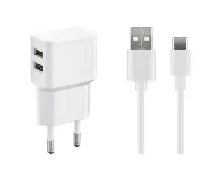 Ładowarka MicroConnect USB-C z dwoma portami biała / 2,4 A / 2x USB 2.0