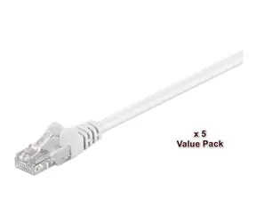MicroConnect CAT5e U/UTP VALUEPACK 15m biały / PVC / 5 szt.
