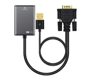 MicroConnect Aktywny adapter VGA (M) - HDMI (F) z zasilaczem USB czarny