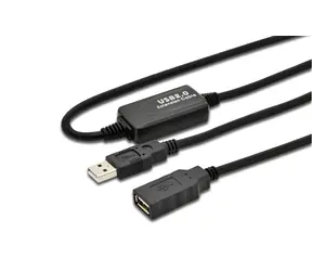Kabel MicroConnect ze wzmacniaczem sygnału USB2.0 A (M) - USB2.0 A (F) 15m czarny / 480Mbit/s