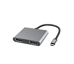 Adapter MicroConnect USB-C (M) - 2x HDMI (F) 0,15 m szary 
