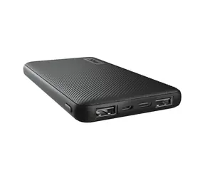 Trust Primo Ultra-cienki 10000mAh czarny / 15W / 2x USB-A / 1x USB-C / 1x microUSB (wejście)