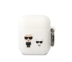 Karl Lagerfeld i Choupette Silikonowe etui do Apple Airpods 1 i 2 białe