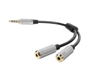 Sharkoon PMP35 czarny / redukcja / 2x jack 3,5mm 3-pin / 1x jack 3,5mm 4-pin