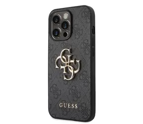 Tylna obudowa Guess PU 4G z metalowym Logo do Apple iPhone 14 Pro Max, szara