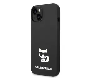 Etui na tył z płynnego silikonu Choupette Karl Lagerfeld do Apple iPhone 14 PLUS w kolorze czarnym