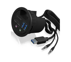 Icy Box IB-HUB1403B czarny / koncentrator USB / 2x USB 3.0 A / 2x USB 3.0 C / 2x jack 3,5mm 