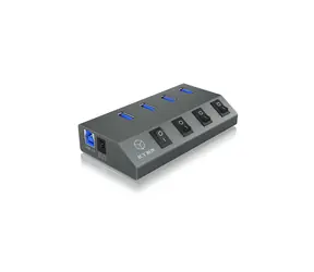 Icy Box IB-HUB1405 srebrny / Hub USB z zewnętrznym zasilaczem / 4X USB 3.0 A 
