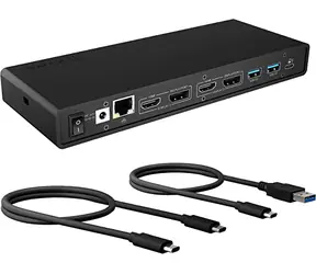 Icy Box IB-DK2245AC czarny / Stacja dokująca / USB-A / USB-C / gniazdo 3,5mm / DP / HDMI / RJ45