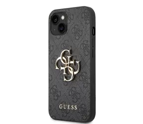 Tylna obudowa Guess PU 4G z metalowym Logo do Apple iPhone 14, szara