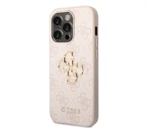Tylna obudowa Guess PU 4G z metalowym Logo do Apple iPhone 14 Pro w kolorze różowym