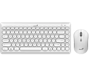 Genius LuxeMate Q8000 biały / bezprzewodowa klawiatura i mysz / USB / design retro / układ CZ+ SK