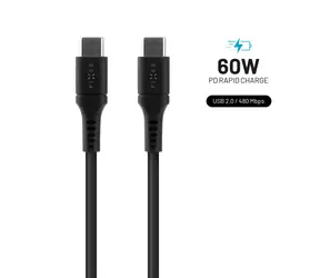 FIXED Płynny silikon Długi kabel do ładowania i transmisji danych ze złączami USB-C/USB-C i obsługą PD 2 m czarny / USB 2.0 / 60 W 
