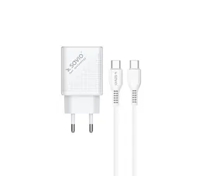 Savio LA-05 biały / ładowarka sieciowa / kabel QC3.0+PD / USB-A / USB-C / 1m