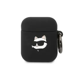 Silikonowe etui Karl Lagerfeld 3D Logo NFT Choupette Head do Apple Airpods 1/2 w kolorze czarnym