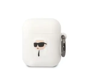 Karl Lagerfeld 3D Logo NFT Karl Head Silikonowe etui do Apple Airpods 1/2 w kolorze białym