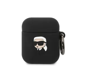Karl Lagerfeld 3D Logo NFT Karl Head Silikonowe etui do Apple Airpods 1/2 w kolorze czarnym