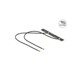 DeLock Dwuzakresowa antena WLAN WiFi 6 podwójna 2 x MHF 4L (M) 5 dBi 2 x 15 cm / PCB wewnętrzna samoprzylepna