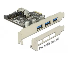 DeLock Karta PCI Express 3 x zewnętrzne + 1 x wewnętrzne USB 3.0 Typ-A (F)