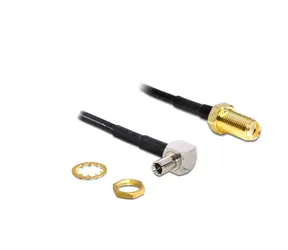 DeLock Przewód antenowy SMA Jack grodziowy - wtyk TS-9 90° 0,17 m