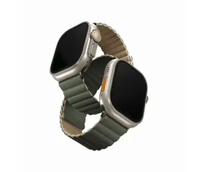 Dwustronny magnetyczny pasek magnetyczny UNIQ Revix do Apple Watch 49/45/44/42MM zielono-brązowy