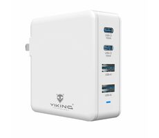 Ładowarka USB GaN Viking biała / 100W / obsługa PD3.0 i QC4+ / 4 porty USB