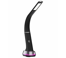 Lampa stołowa LED Immax CORELLA czarna + elementy srebrne / Qi / 7W / 5V / 2,1 A/ podświetlenie RGB / możliwość ściemniania / USB