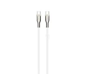 FIXED Krótki pleciony kabel do ładowania i transmisji danych ze złączami USB-C/USB-C i obsługą PD 1,2 m biały / USB 2.0 / 100W