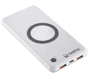 Varta 57913 10000 mAh biały / Power bank bezprzewodowy / Qi / 2x USB-A / 1x USB-C