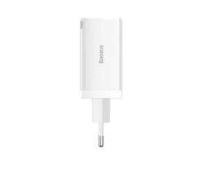 Baseus CCGP120202 GaN5 Pro Adapter szybkiego ładowania biały / 2x USB-C / USB-A / 65W