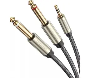 Ugreen AV126 Kabel TRS 3,5 mm - 2x TS 6,35 mm - 1m szary