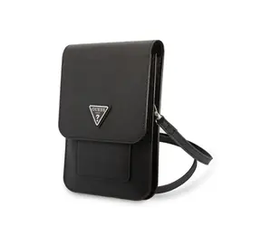 Torba na telefon Guess PU Saffiano Triangle Logo czarna