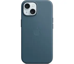 Etui na Apple wykonane z tkaniny FineWoven z zabezpieczeniem MagSafe do iPhone'a 15 w kolorze Pacific Blue