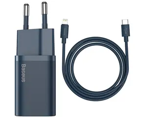 Baseus TZCCSUP-B03 Super Si Adapter szybkiego ładowania niebieski / 1x USB-C / 20W / Kabel USB-C (M) - Lightning (M)