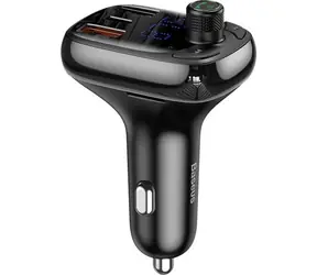 Baseus CCMT000101 Ładowarka samochodowa S-13 w kształcie litery T z odtwarzaczem Bluetooth czarna / 2x USB-A / 1x USB-C