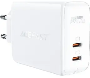Ładowarka Acefast PD50W GaN biała / 2x USB-C / 50W