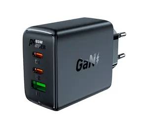 Ładowarka Acefast PD65W GaN czarna / 2x USB-C / 1x USB-A / 65W