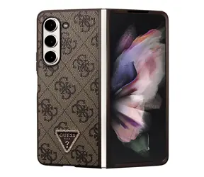 Trójkątne etui ze skóry PU Guess 4G do Samsung Galaxy Z Fold 5, brązowe