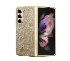 Tylna obudowa Guess PC/TPU Glitter Flakes Metal Logo do Samsung Galaxy Z Fold 5, złota