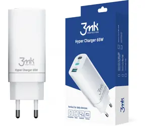 Ładowarka 3mk Hyper 65 W biała / ładowarka podróżna / GaN 2x USB-C 