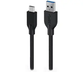 Genius ACC-A2CC-3A Kabel USB-A (M) - USB-C (M) 1 m czarny / pleciony / QC 3.0