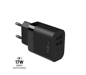 FIXED Ładowarka sieciowa SMART Rapid Charge z 2 wyjściami USB (FIXC17N-2U-BK) czarna / 17W 