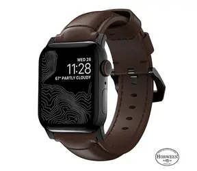 Tradycyjny skórzany pasek Nomad z czarnymi detalami do zegarka Apple Watch Ultra (49 mm) 8/7 (45 mm)/6/SE/5/4 brązowy 