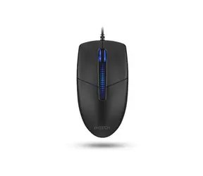 A4Tech N-530S czarna / Mysz optyczna biurowa / 1200 DPI / 3tl. + kółko / podświetlenie jednokolorowe niebieskie / USB / 1,5m