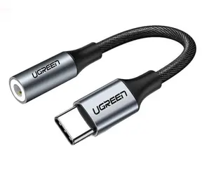 Ugreen Kabel USB-C (M) - Jack 3,5 mm (F) 0,1 m, czarny